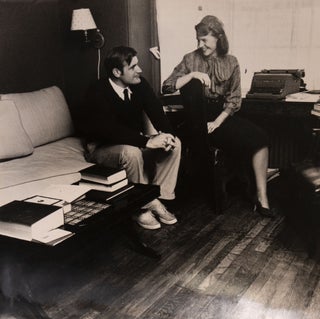 Item #325064 Photograph of Sylvia Plath and Ted Hughes at Home in 1958, inscribed at length by...