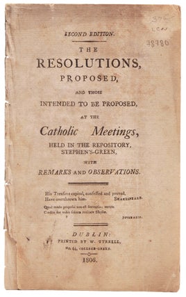Item #325183 THE RESOLUTIONS, PROPOSED, AND THOSE INTENDED TO BE PROPOSED, AT THE CATHOLIC...