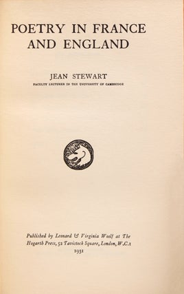 Item #325379 Poetry in France and England. Jean Stewart