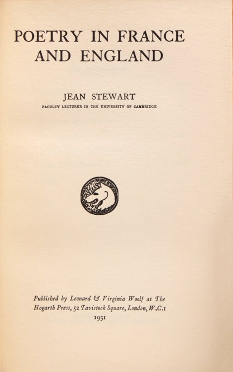 Item #325379 Poetry in France and England. Jean Stewart.