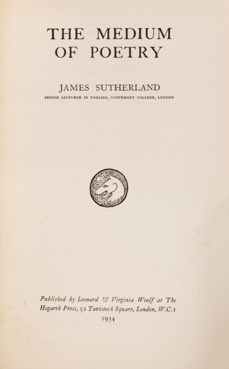 Item #325381 The Medium of Poetry. James Sutherland.