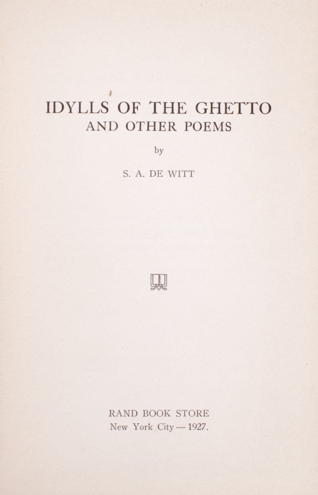 Idylls of the Ghetto and Other Poems
