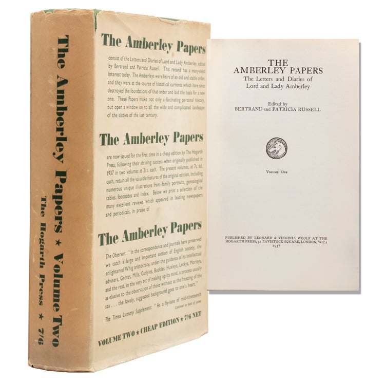 Item #325563 The Amberley Papers. The Letter and Diaries of Lord and Lady Amberley. Edited by Bertrand and Patricia Russell. Lord Amberley, Lady, Bertrand and Patricia Russell, Bertrand, Patricia Russell.