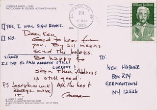 Item #325613 Autograph Postcard, signed (“Cormac”), to Ken Hubner. Cormac McCarthy