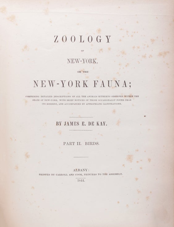 Zoology of New York or the Fauna … Part II. Birds