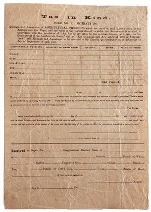 Item #327255 Tax in Kind. Form No. 1. Estimate No. Estimate and Assessment of Agricultural...