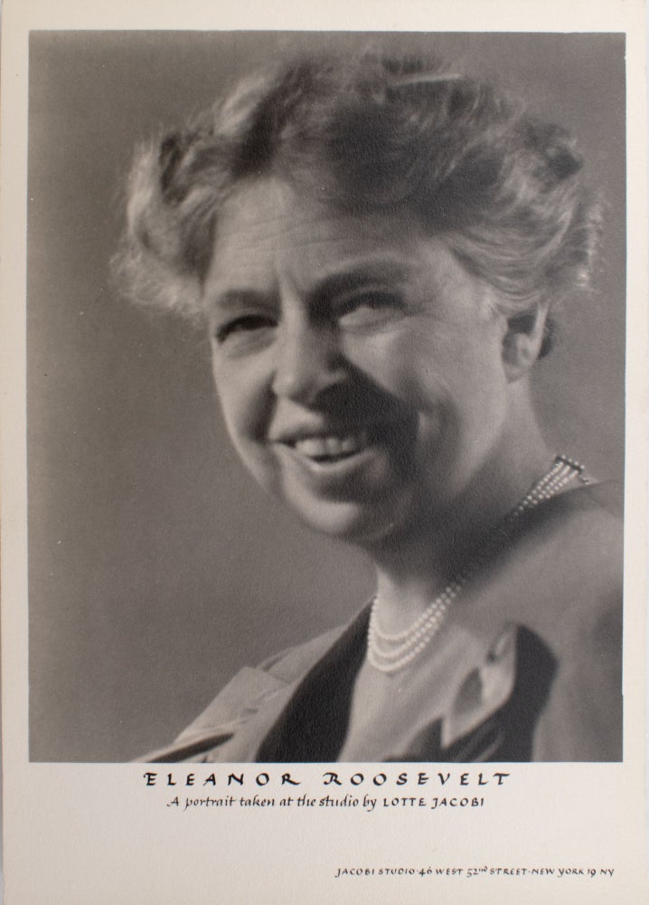 Item #329333 Eleanor Roosevelt, a portrait taken at the studio. Eleanor Roosevelt, Lotte Jacobi.