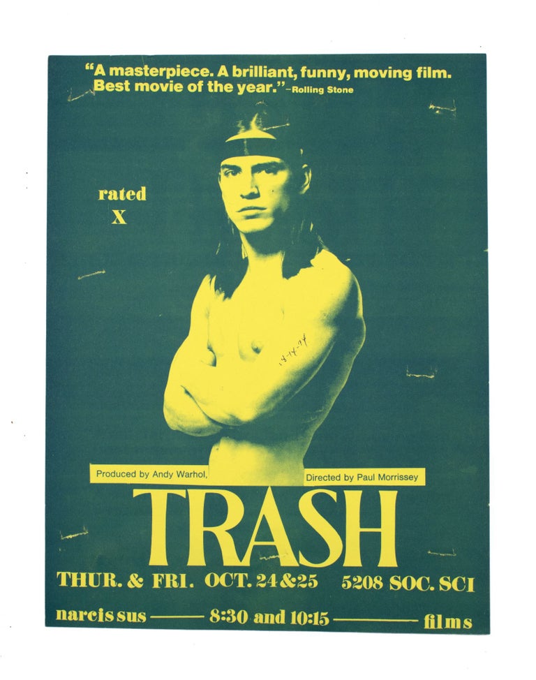 Item #329368 Trash [film poster; Oct 24 & 25, 5208 Soc. Sci]. Andy Warhol.