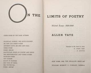 On the Limits of Poetry. Selected Essays: 1928-1948