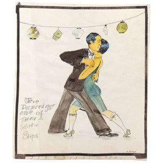 Item #329711 3 very good amateur watercolors of dancing and drinking. One of "Steve Danceing one...