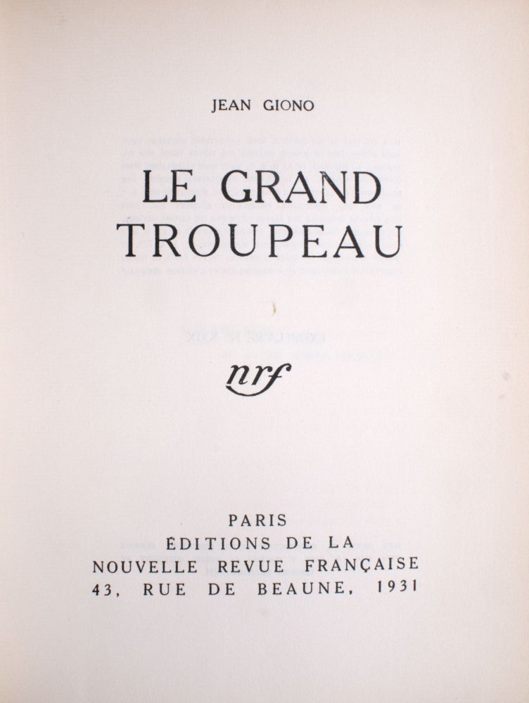 Le Grand Troupeau [with:] Refus d’Obéisance
