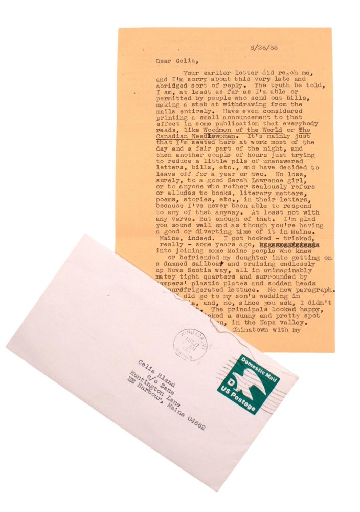 Two typed letters, signed "xx JDS" and "JDS", to poet Celia Bland, 17 May and 26 August 1985