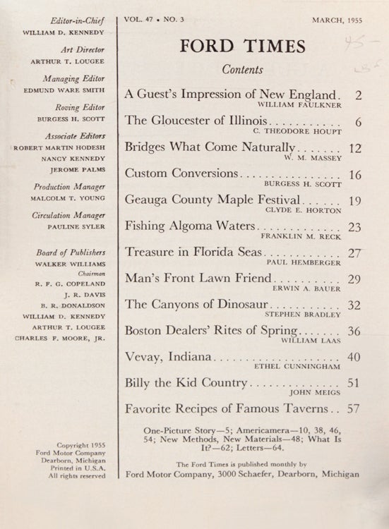 A Guest's Impression of New England in the Ford Times Vol. 47, No. 3