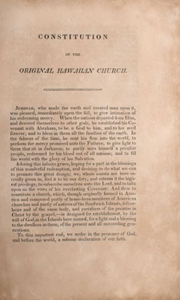 Item #329926 Constitution of the Original Hawaiian Church. Hawaii