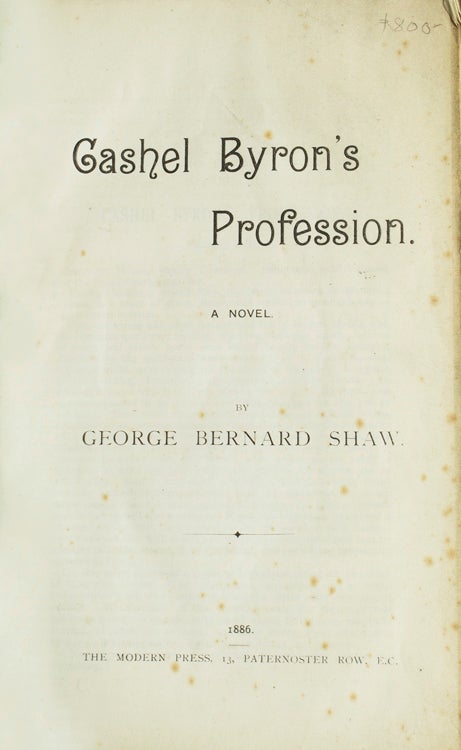 Cashel Byron's Profession. A Novel