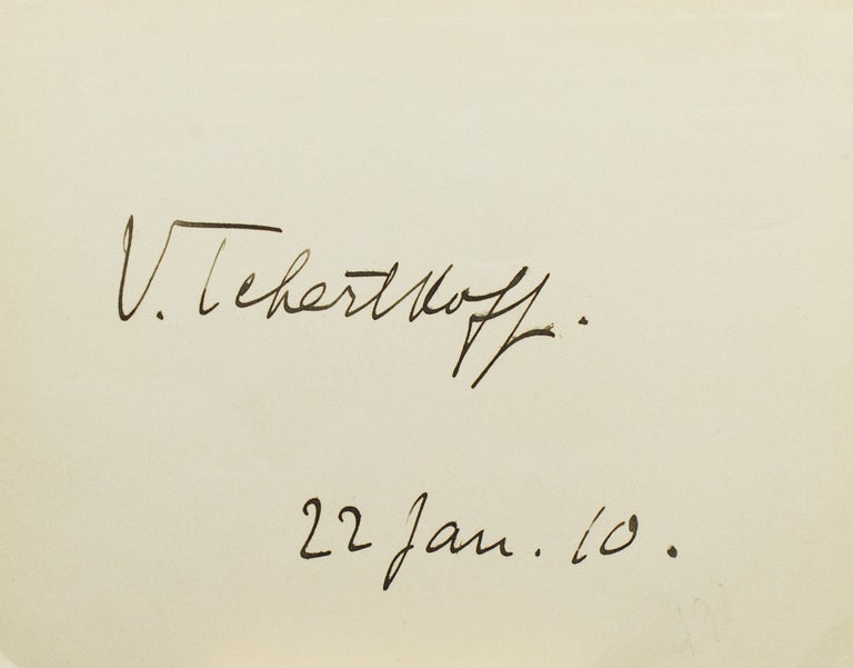 Item #33234 Card signed "V. Tchertnoff" Victor Mikhailovich Chernov.