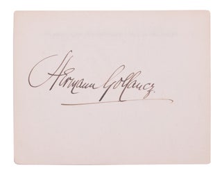 Item #33262 Card signed "Hermann Gollancz" Hermann Gollancz, Sir
