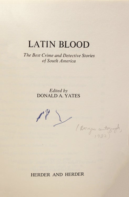 [Typescript agreement to reprint “Los doce figuras del mundo” by H. Bustos Domecq in Latin Blood, signed by Borges and Bioy Casares]