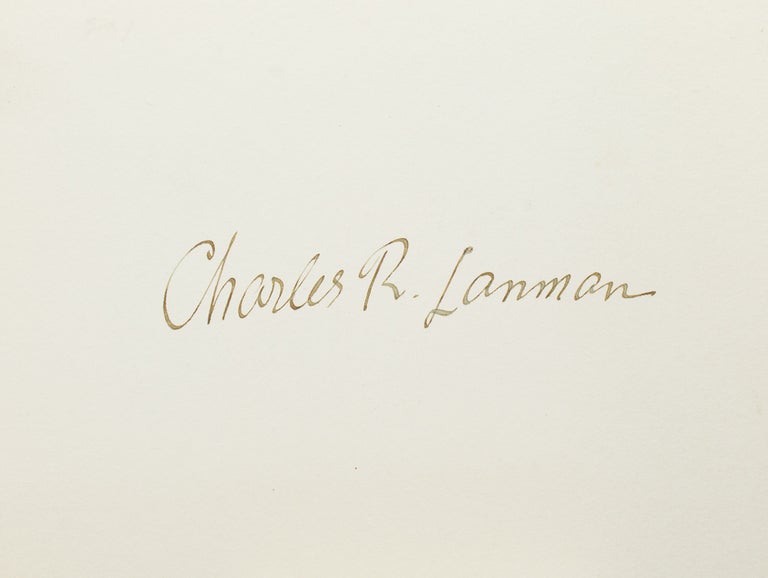 Item #33278 Card signed "Charles R. Lanman" Charles Rockwell Lanman.