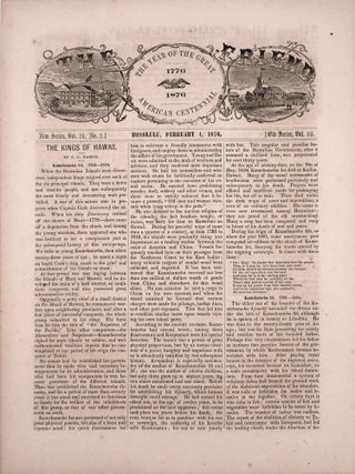 Item #332948 [The Kings of Hawaii] [full-page wood engraved plate within the Feb. 1, 1876 issue...