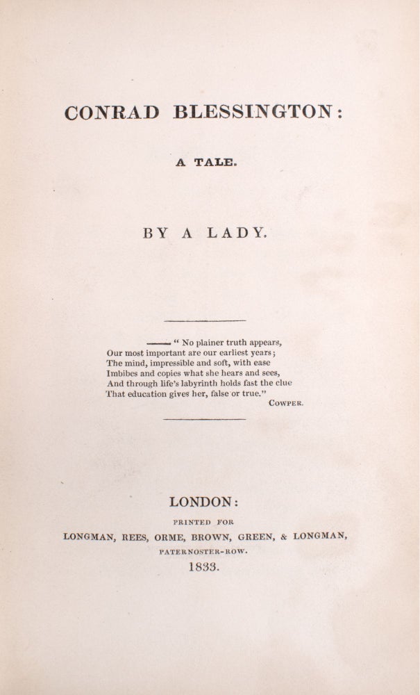 Conrad Blessington: A Tale. By a Lady