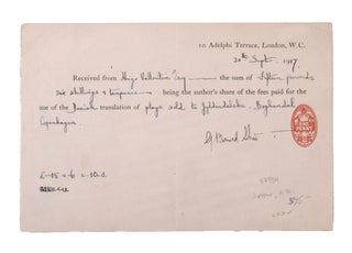 Item #333522 Publisher’s Printed Document Acknowledging the Payment of Fees for Danish...