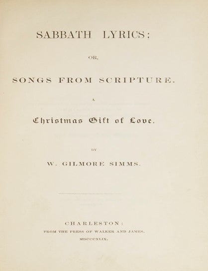 Sabbath Lyrics; or, Songs from Scripture. A Christmas Gift of Love