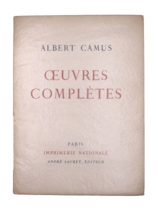 Item #333574 [Original Publisher's Prospectus for]: OEUVRES COMPLETES by Albert Camus. Six...