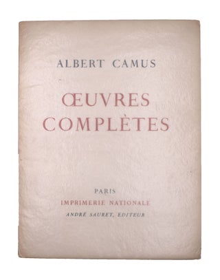 Item #333574 [Original Publisher's Prospectus for]: OEUVRES COMPLETES by Albert Camus. Six...