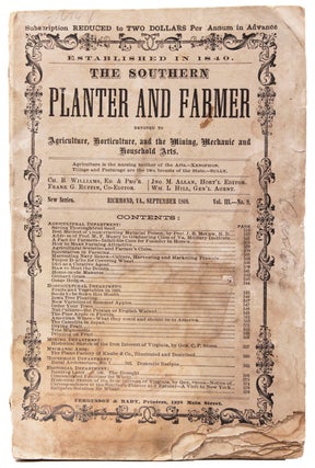 Item #334756 The Southern Planter and the Farmer. New Series Vol. III...No. 9 & 10