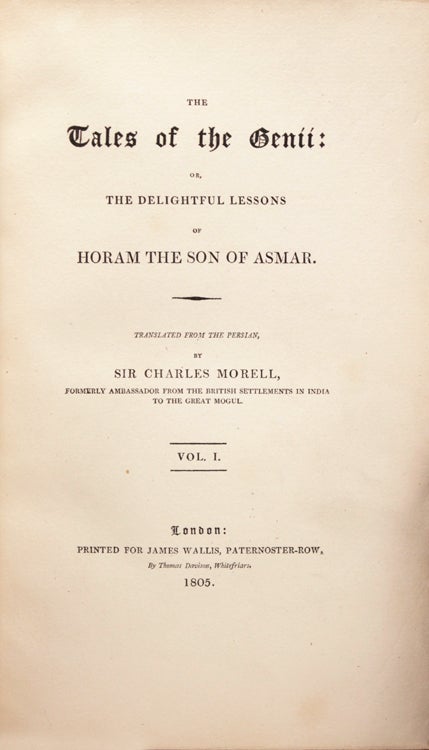 The Tales of the Genii: or, the Delightful Lessons of Homar the Son of Asmar
