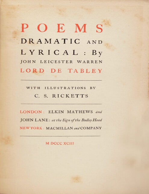 Poems, Dramatic and Lyrical - John Leicester Warren De Tabley, Lord ...