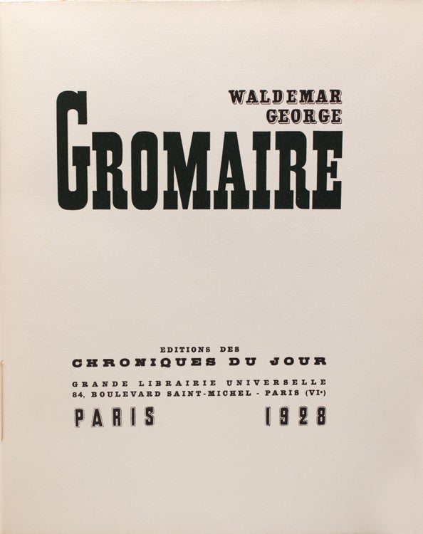 Gromaire [par] Waldemar George