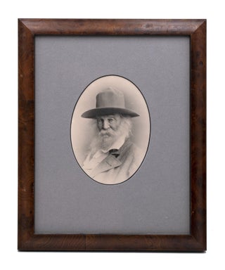 Item #338375 Phototype portrait of Walt Whitman, bearded, in soft hat and open collar shirt and...