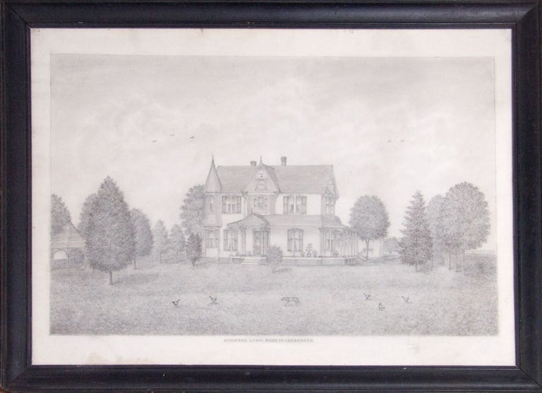 Item #33839 “Newstead Lawn, Home of JPC Duncan”: anonymous architectural rendering, pencil on paper