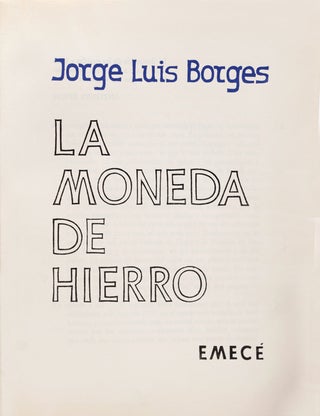 Item #338443 La Moneda de Hierro. Jorge Luis Borges