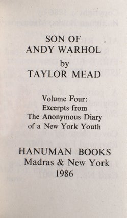 Taylor Mead: Son of Andy Warhol [Volume Four: Excerpts from the Diary of a New York Youth]