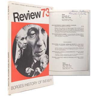 Item #338790 Review 8, Spring 1973. [Focus. A Universal History of Infamy]. Jorge Luis Borges