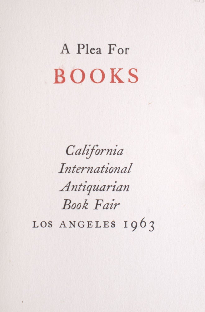 A Plea for Books