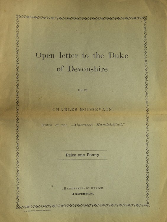Open letter to the Duke of Devonshire