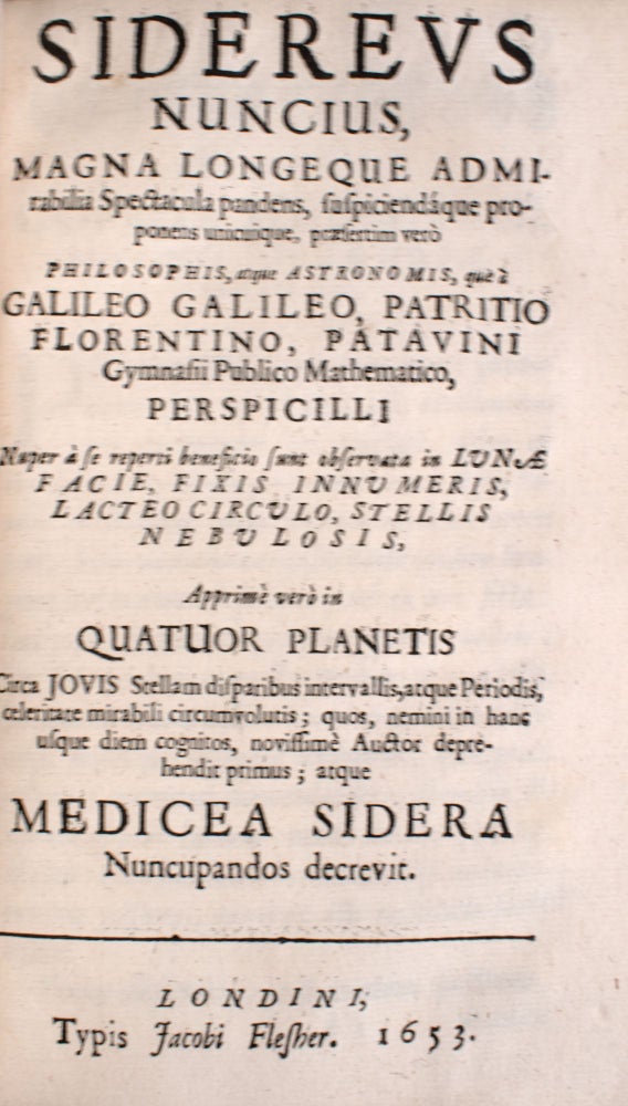 Institutio astronomica [...] Galilei Galilei Nuntius sidereus, et Johannis Kepleri Dioptrice