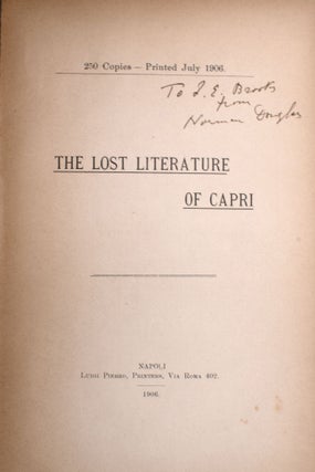 Three Monographs [Cover title]. [Comprising:] The Lost Literature of Capri [and] Tiberius [and] Saracens and Corsairs in Capri