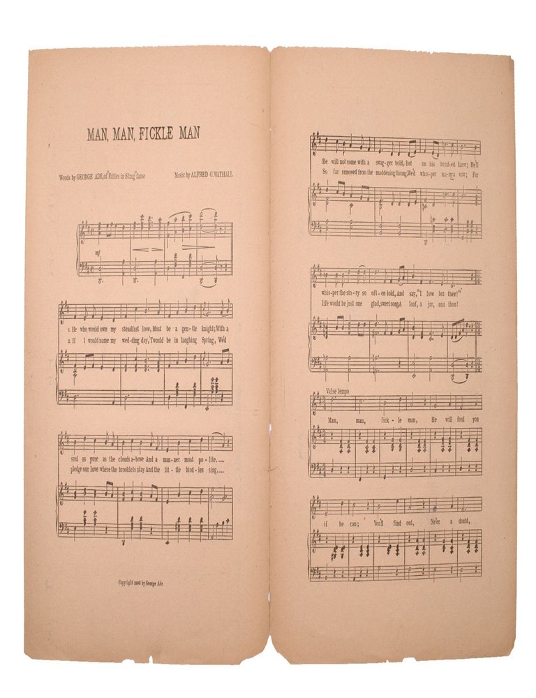 MAN, MAN, FICKLE MAN! From 'The Sultan of Sulu,' The Operatic Satire by George Ade, As Sung by Gertrude Quinlan. (Music by Alfred G. Wathall)