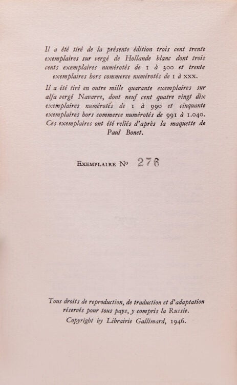 First Gide Thésée - André Gide - First Paris edition, one of 330 numbered copies ...