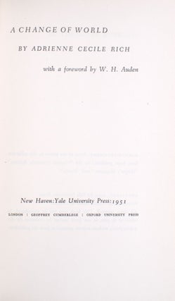 A Change of World. With a foreword by W. H. Auden
