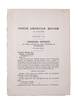 Item #345896 Concerning Copyright. An Open Letter to the Register of Copyrights; North American...