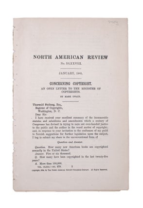 Item #345896 Concerning Copyright. An Open Letter to the Register of Copyrights; North American...