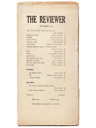 Item #345910 A Broken Orchid [in:] The Reviewer, Vol. IV, No. 1, October 1923. Ronald Firbank