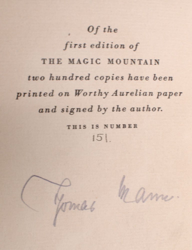 The Magic Mountain [Der Zauberberg]. Translated from the Greman by H. T. Lowe-Porter