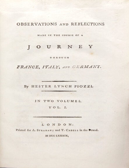Observations and Reflections Made in the Course of a Journey Through France, Italy, and Germany
